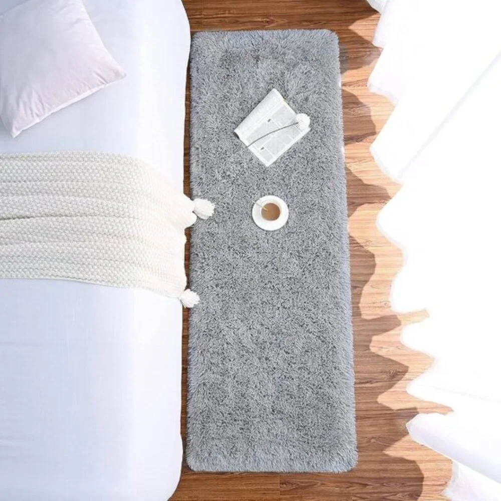 New 2x6 Grey Fluffy Runner Rug, Soft Shag Non-Shedding Carpet for Kids & Home